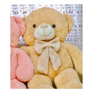 عروسک طرح خرس پاپیون مخمل ارتفاع 100 سانتی متر